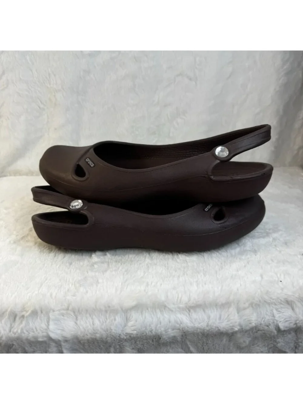Crocs Olivia Rhinestone Ballet Flats Size 11 Women’s Brown Slip On Shoes